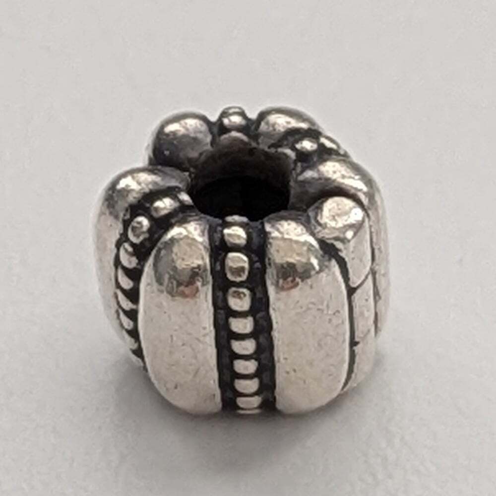 Authentic Pandora Silver Dots & Ridges Clip Charm/Bead/Spacer
